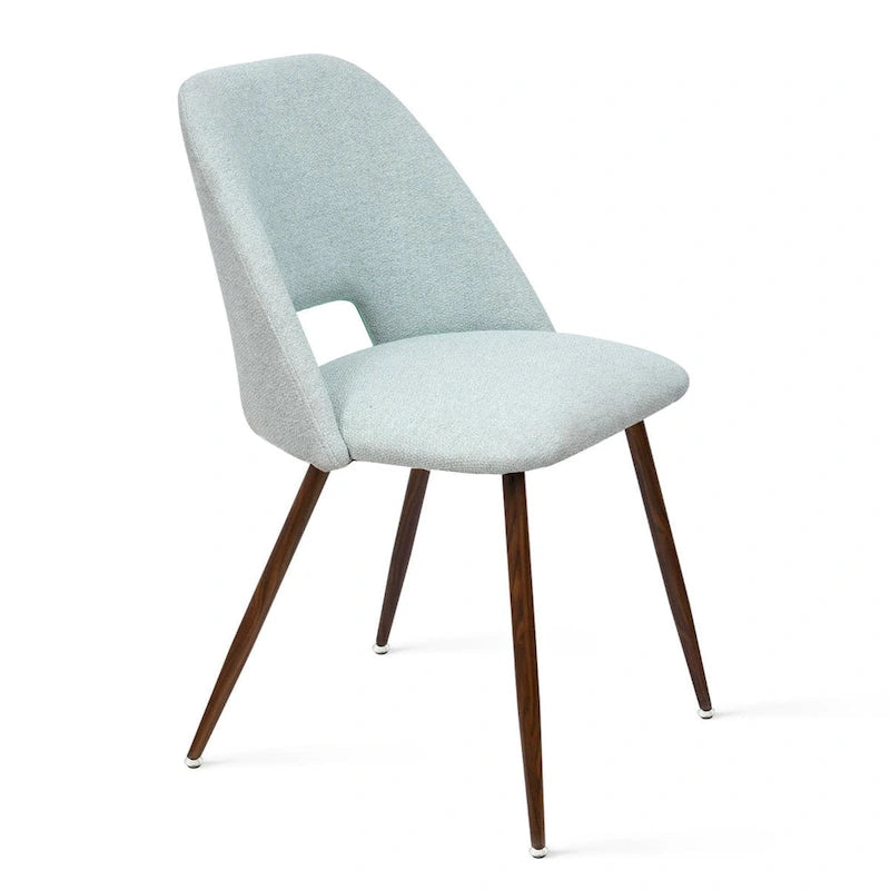 Chaise de salle à manger moderne capitonnée à dossier découpé avec finition noyer