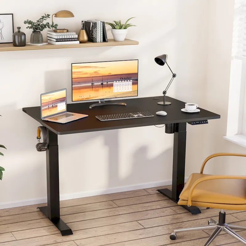 Bureau debout électrique réglable en hauteur, avec plateau assemblé, pour travailler assis ou debout