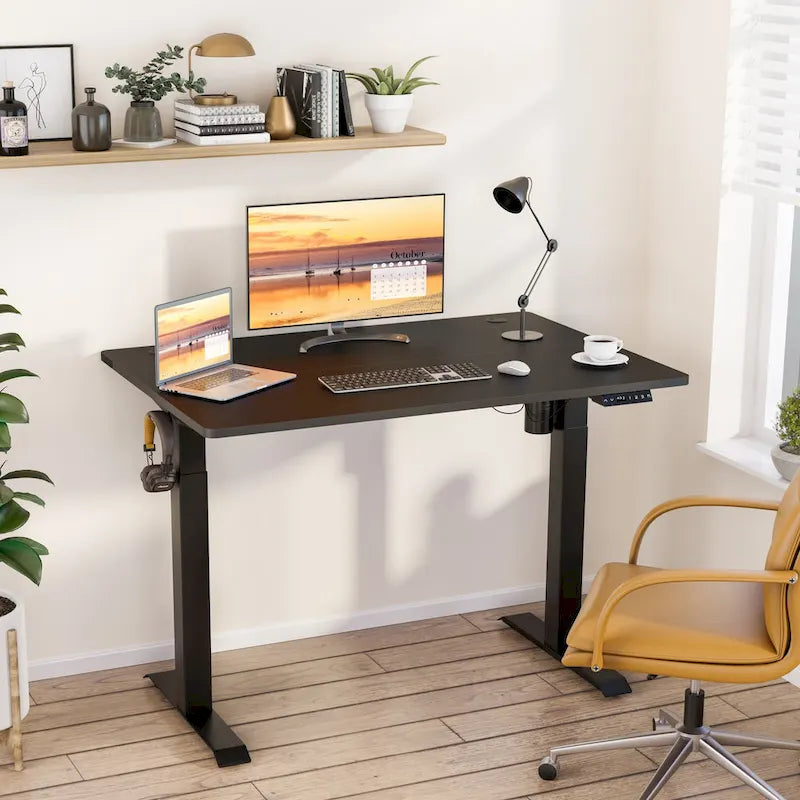 Bureau debout électrique réglable en hauteur, avec plateau assemblé, pour travailler assis ou debout