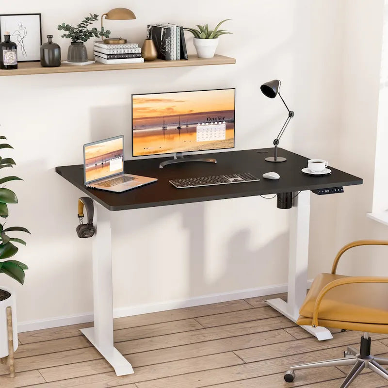 Bureau debout électrique réglable en hauteur, avec plateau assemblé, pour travailler assis ou debout