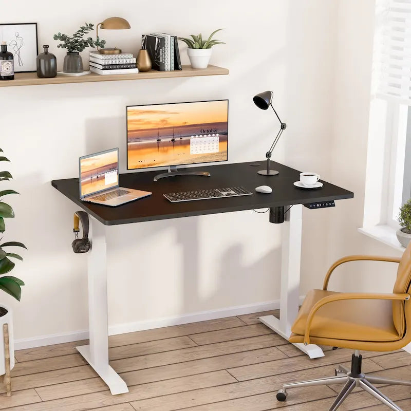 Bureau debout électrique réglable en hauteur, avec plateau assemblé, pour travailler assis ou debout