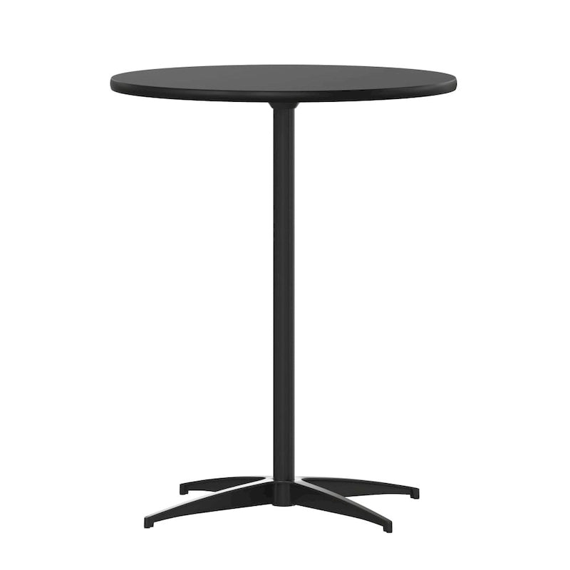 Table à cocktail ronde en bois de 24 po avec colonnes de 30 et 42 po