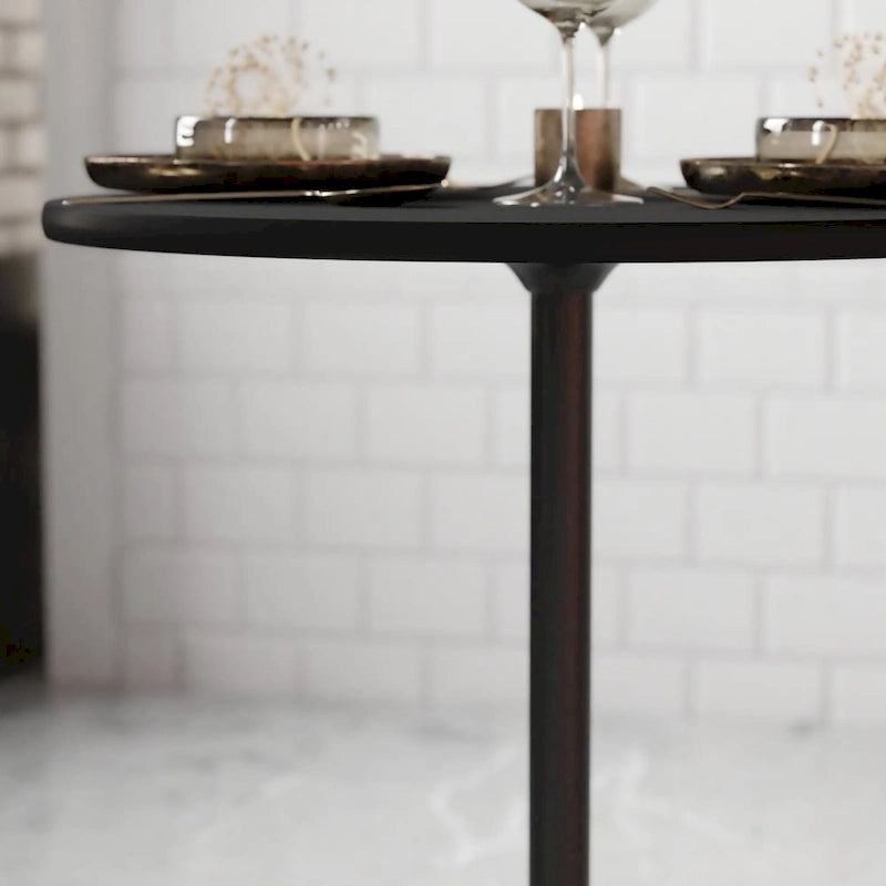 Table à cocktail ronde en bois de 24 po avec colonnes de 30 et 42 po
