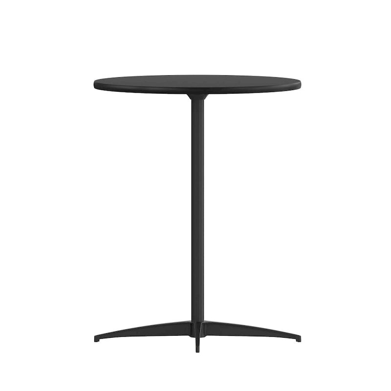 Table à cocktail ronde en bois de 24 po avec colonnes de 30 et 42 po