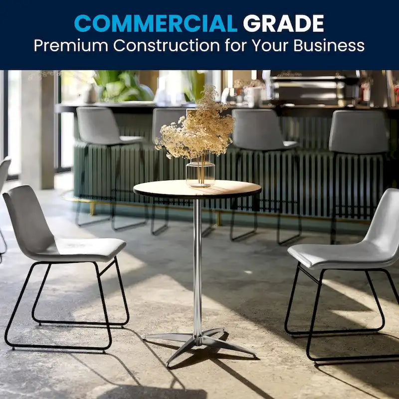 Table à cocktail ronde en bois de 24 po avec colonnes de 30 et 42 po