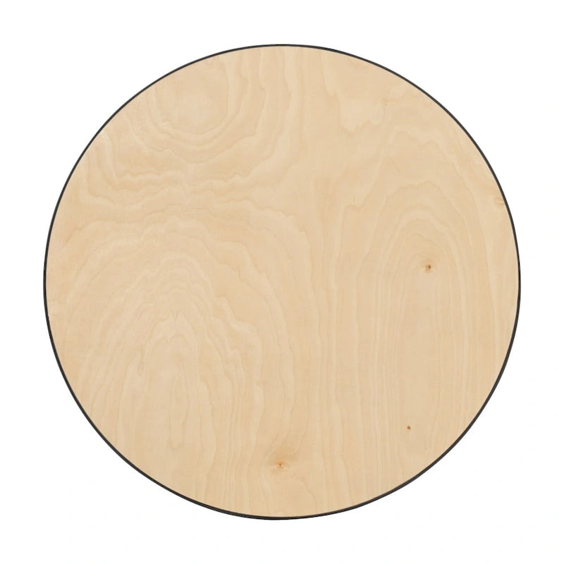 Table à cocktail ronde en bois de 24 po avec colonnes de 30 et 42 po