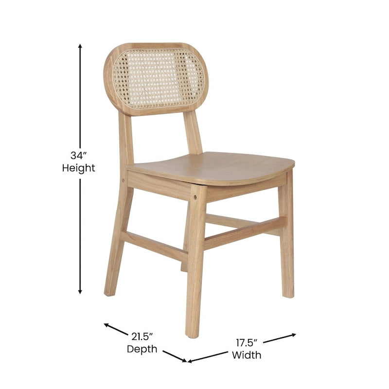 Chaises en rotin tressé à dossier et assise en bois avec structure en bois