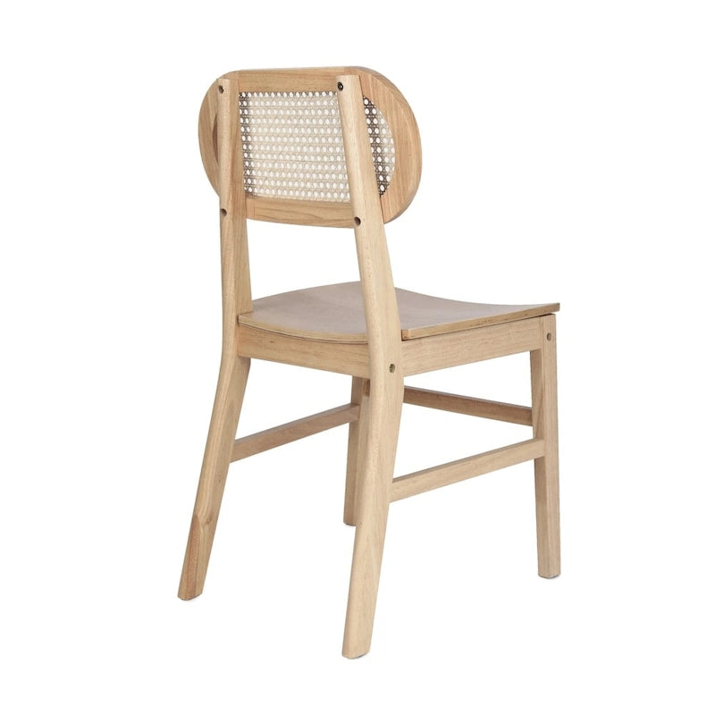 Chaises en rotin tressé à dossier et assise en bois avec structure en bois