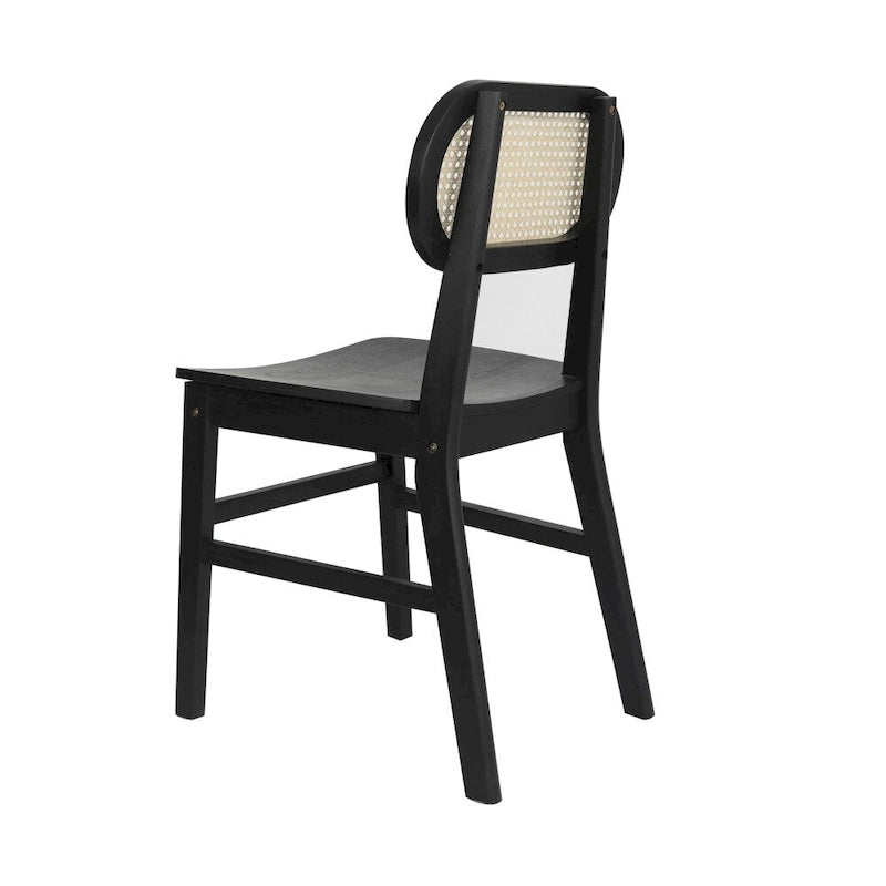 Chaises en rotin tressé à dossier et assise en bois avec structure en bois