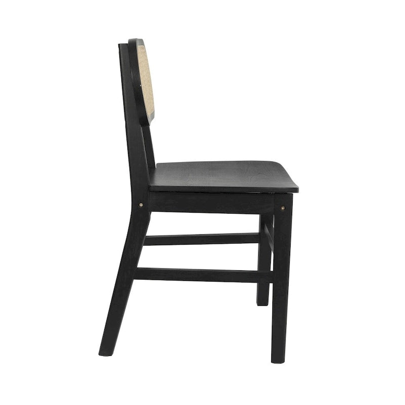 Chaises en rotin tressé à dossier et assise en bois avec structure en bois