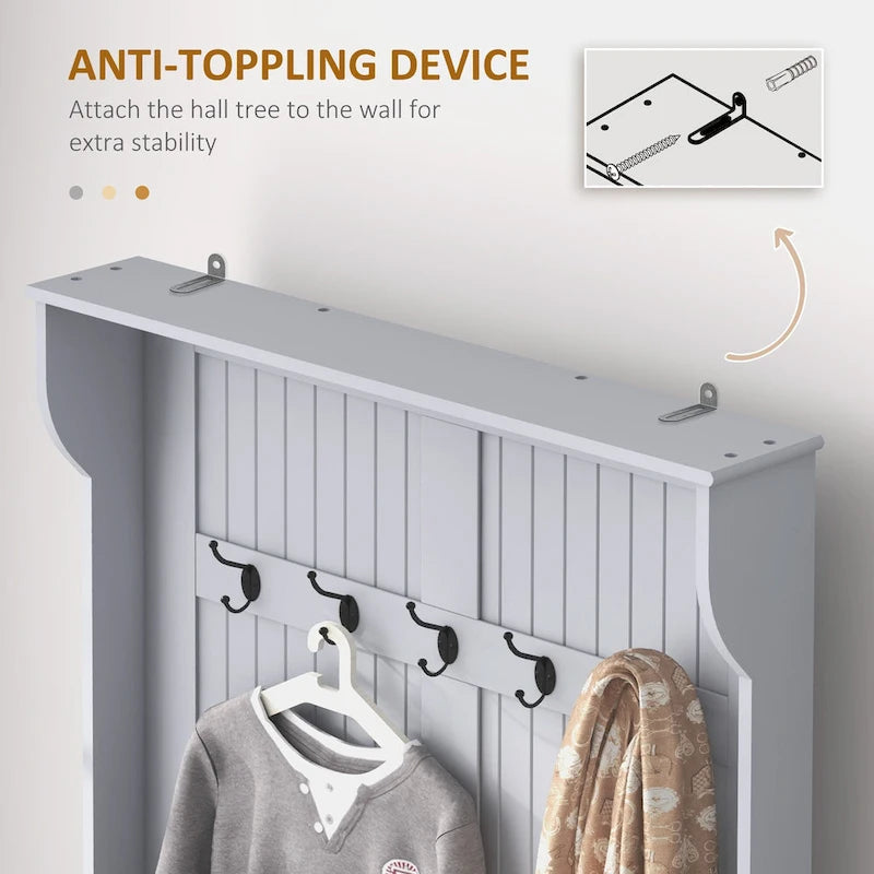 Meuble d'entrée 3-en-1 de 96,5 cm avec banc de rangement, porte-manteau à quatre crochets et rangement à chaussures, noir