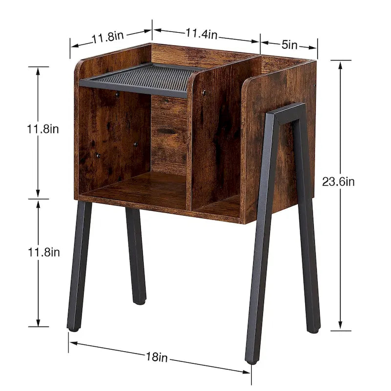Tables de chevet industrielles avec étagères de rangement, marron