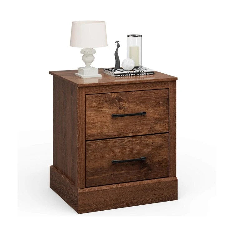 Table de chevet compacte en bois avec tiroirs de rangement