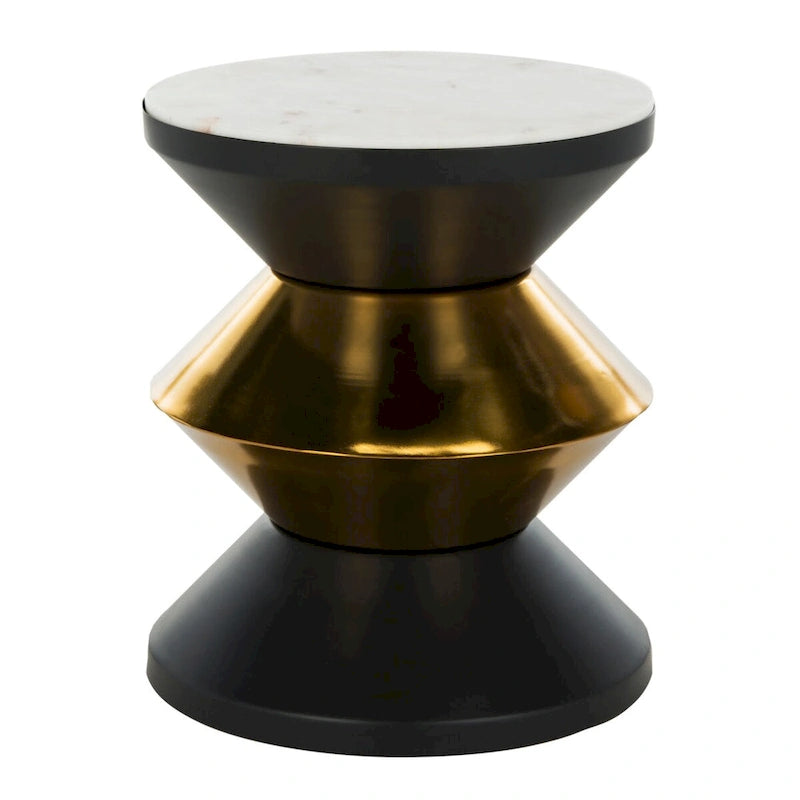 Table d'appoint avec plateau en pierre noire et or - 14.3 x 14.3 x 16 - 14 l. x 14 P. x 15 H.