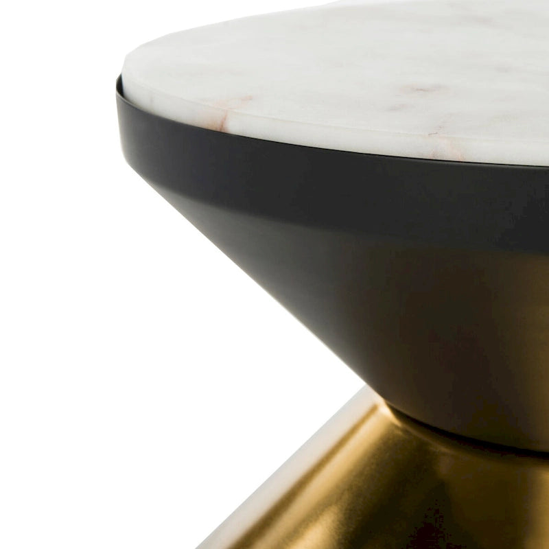 Table d'appoint avec plateau en pierre noire et or - 14.3 x 14.3 x 16 - 14 l. x 14 P. x 15 H.