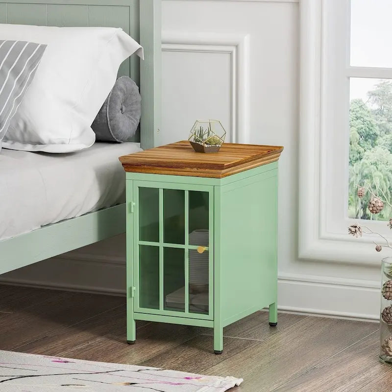 Table de chevet moderne avec meuble de rangement et plateau en bois massif