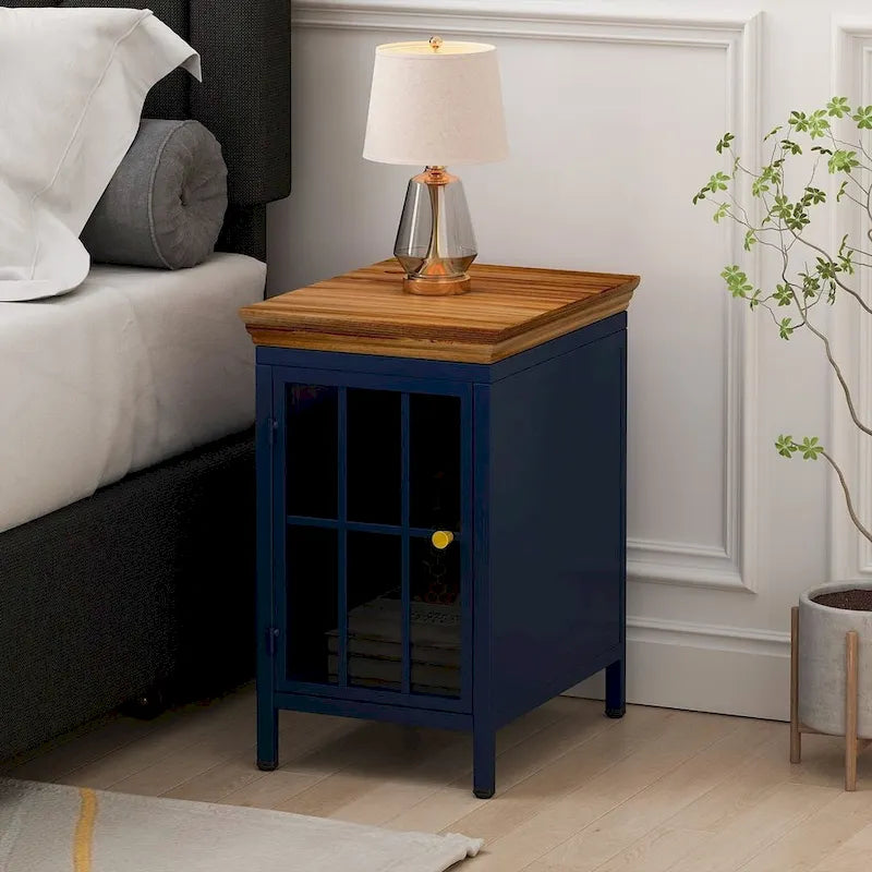 Table de chevet moderne avec meuble de rangement et plateau en bois massif