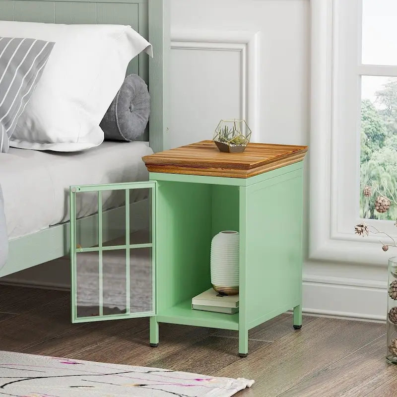 Table de chevet moderne avec meuble de rangement et plateau en bois massif