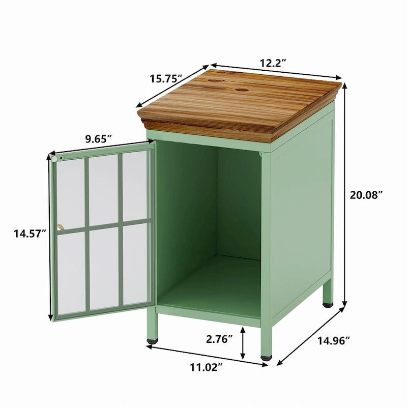 Table de chevet moderne avec meuble de rangement et plateau en bois massif