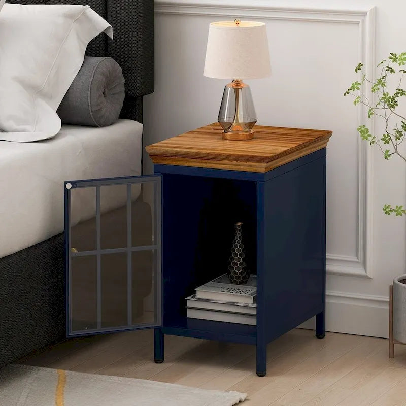 Table de chevet moderne avec meuble de rangement et plateau en bois massif