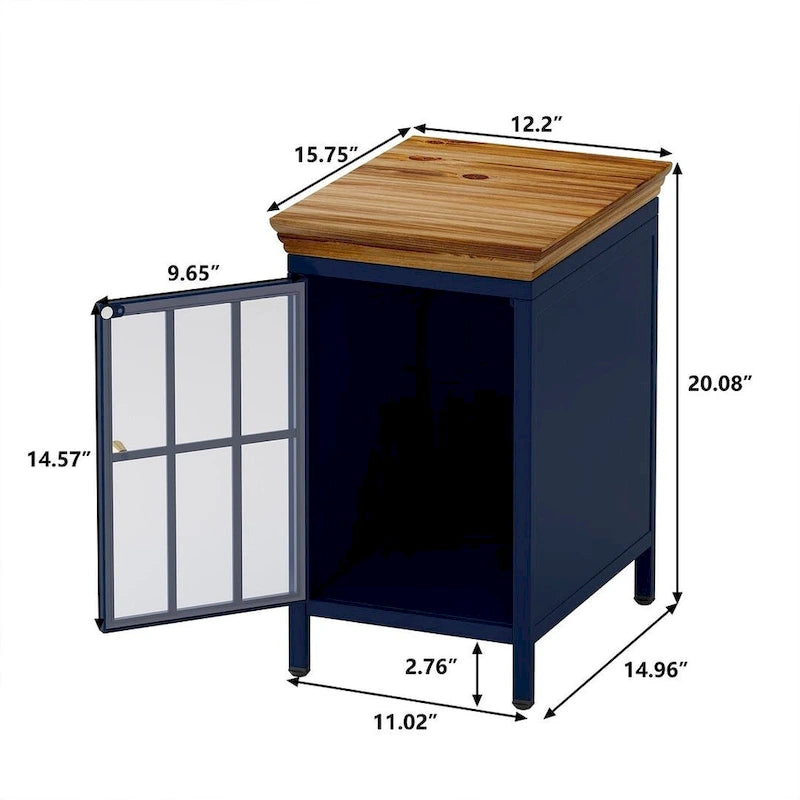 Table de chevet moderne avec meuble de rangement et plateau en bois massif