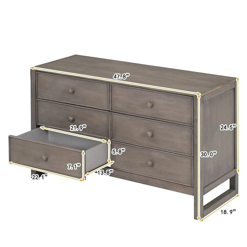 Commode de chambre rustique en bois de 47,8 L