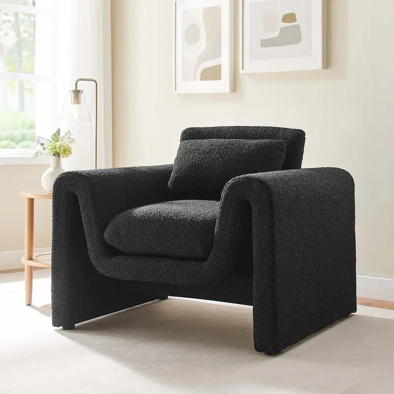 Fauteuil rembourré en bouclette