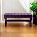 Banc rembourré en velours prune 45