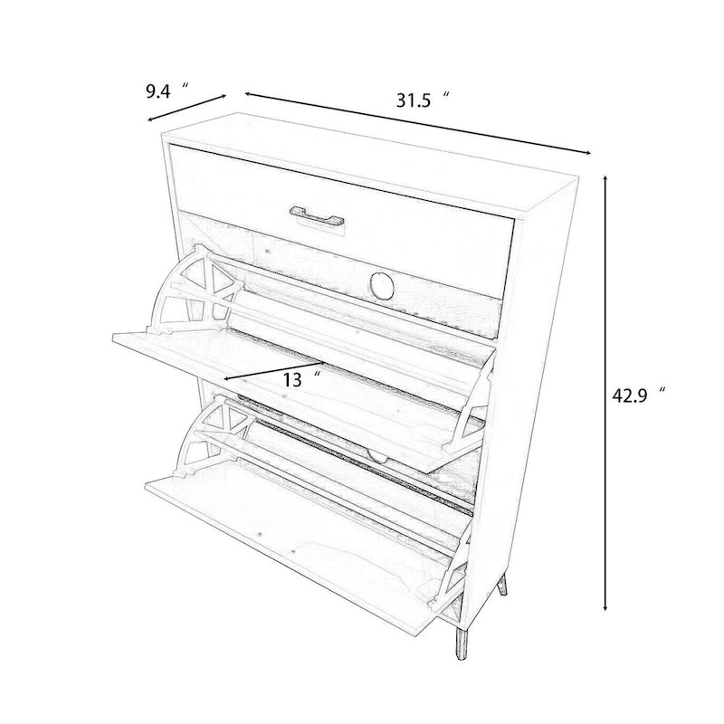 Meuble à chaussures pour entrée, organiseur autoportant avec 2 tiroirs basculants, rangement à chaussures caché pour couloir/penderie