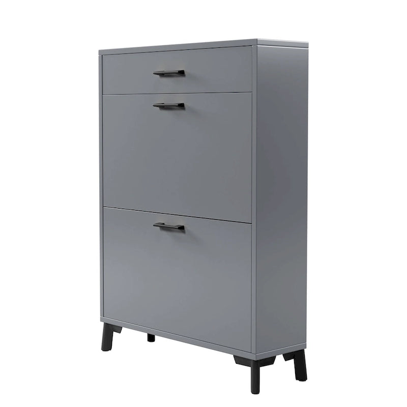 Meuble à chaussures pour entrée, organiseur autoportant avec 2 tiroirs basculants, rangement à chaussures caché pour couloir/penderie