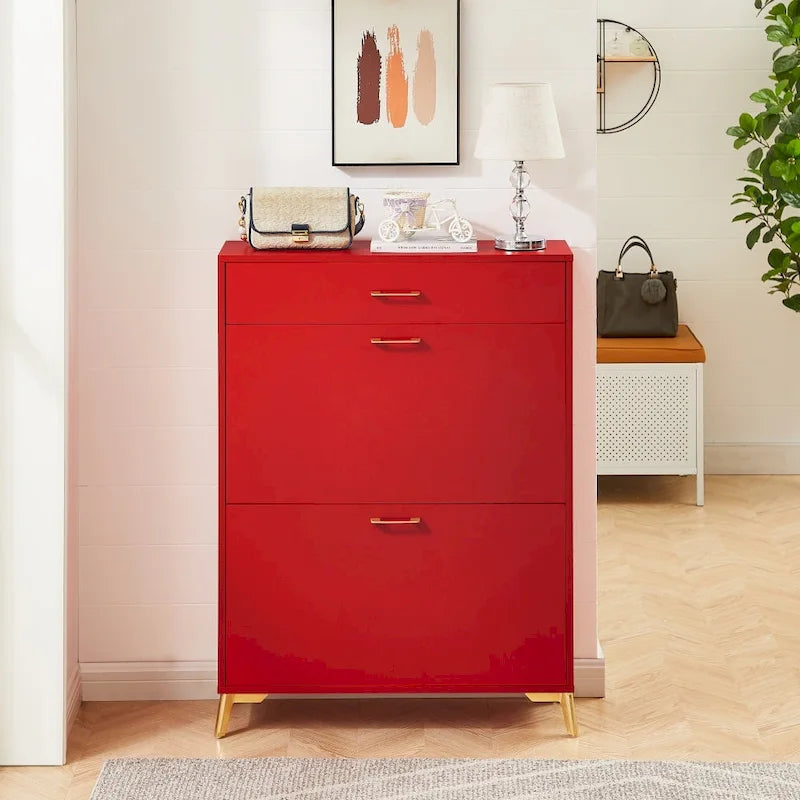 Meuble à chaussures pour entrée, organiseur autoportant avec 2 tiroirs basculants, rangement à chaussures caché pour couloir/penderie