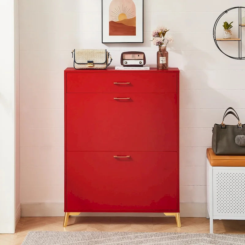 Meuble à chaussures pour entrée, organiseur autoportant avec 2 tiroirs basculants, rangement à chaussures caché pour couloir/penderie