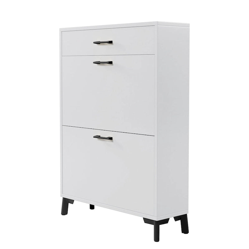 Meuble à chaussures pour entrée, organiseur autoportant avec 2 tiroirs basculants, rangement à chaussures caché pour couloir/penderie