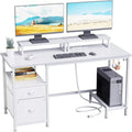 Bureau informatique blanc avec tiroir