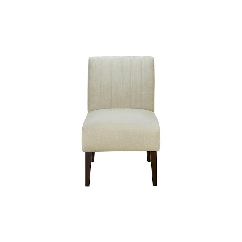 Fauteuil d'appoint 30 pouces, tissu blanc, dossier capitonné, bois brun