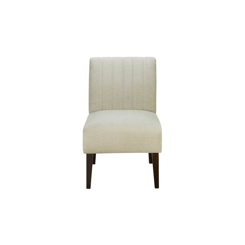 Fauteuil d'appoint 30 pouces, tissu blanc, dossier capitonné, bois brun