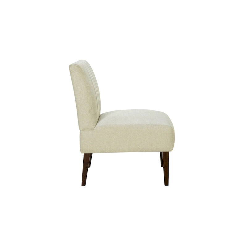 Fauteuil d'appoint 30 pouces, tissu blanc, dossier capitonné, bois brun