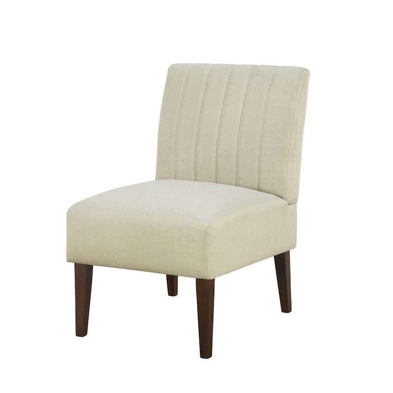 Fauteuil d'appoint 30 pouces, tissu blanc, dossier capitonné, bois brun