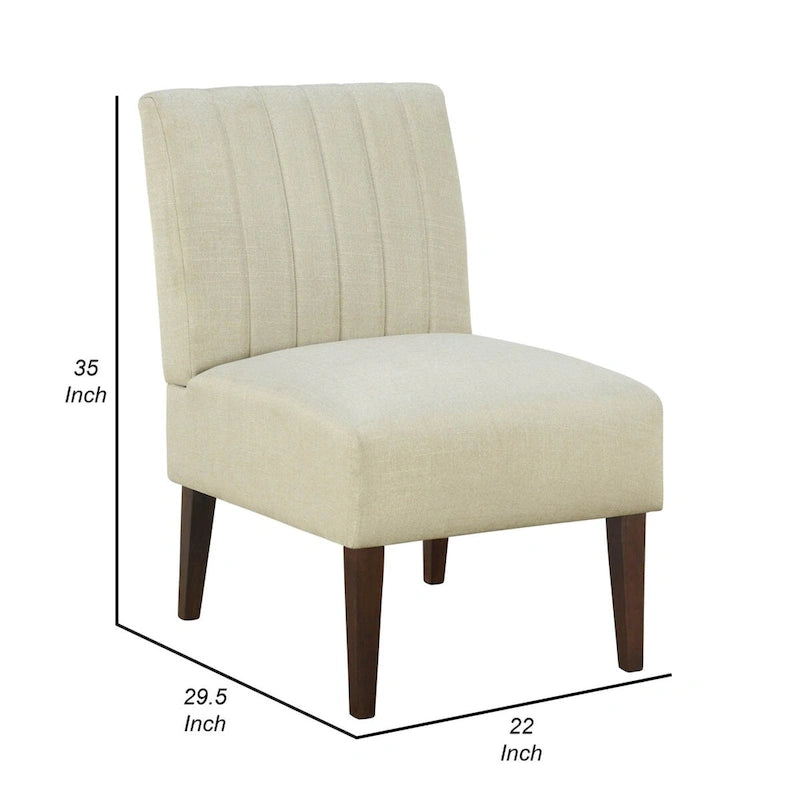 Fauteuil d'appoint 30 pouces, tissu blanc, dossier capitonné, bois brun