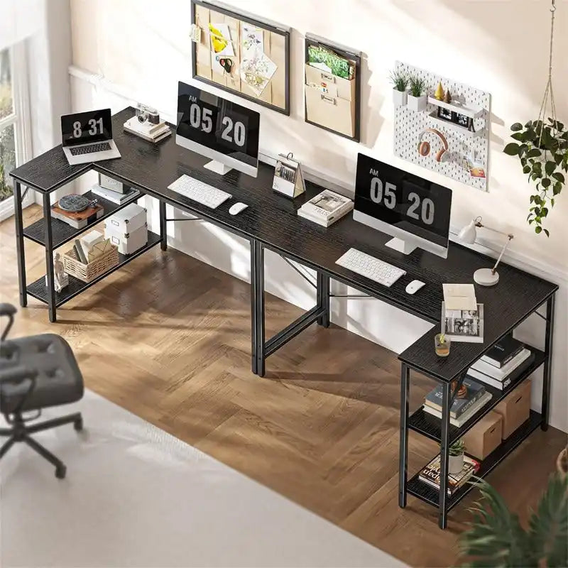 Bureau informatique de 119,38 cm avec étagères de rangement réversibles
