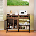 Buffet de bar à vin de 47" avec prises de courant et lumières LED Meubles de bar à café industriels - 47,2" L x 15,7" l x 33,4" H